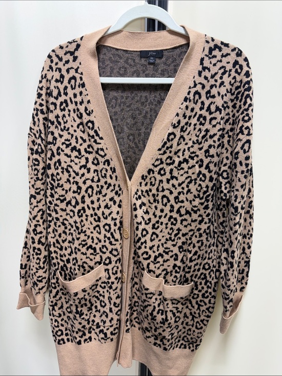 J. Crew Sweaters - J. Crew Beige and Black Leopard-Print Button Cardigan